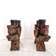 Pair of Brutalist Wooden Candle Holders