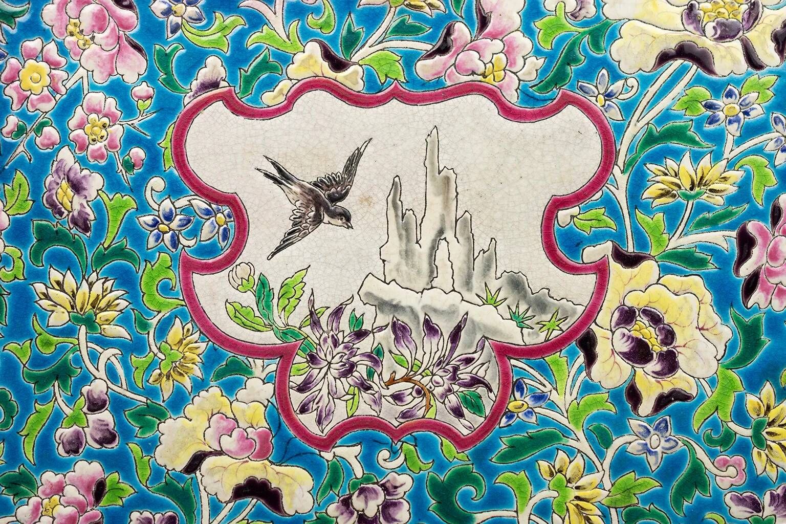 Plateau Longwy in cloisonné enamels, 1887 – Swallow decoration