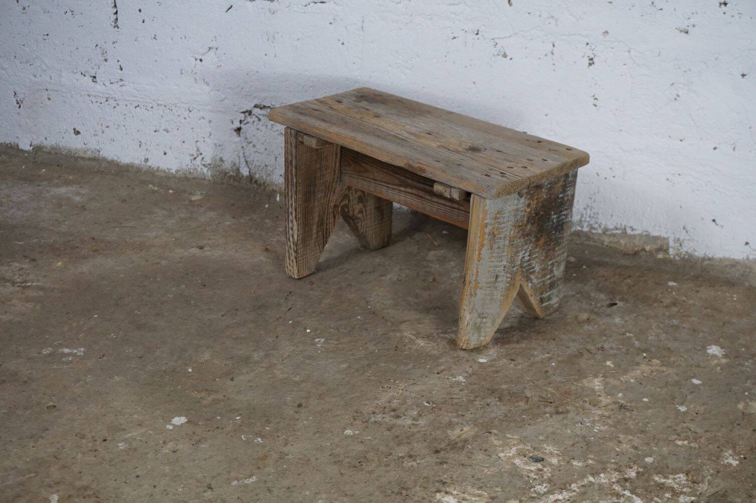 Vintage handcrafted raw foot stool