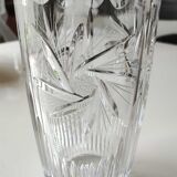 Vintage vase with stylish design, in finely cut Bohemian crystal -Star patterns, diamond points