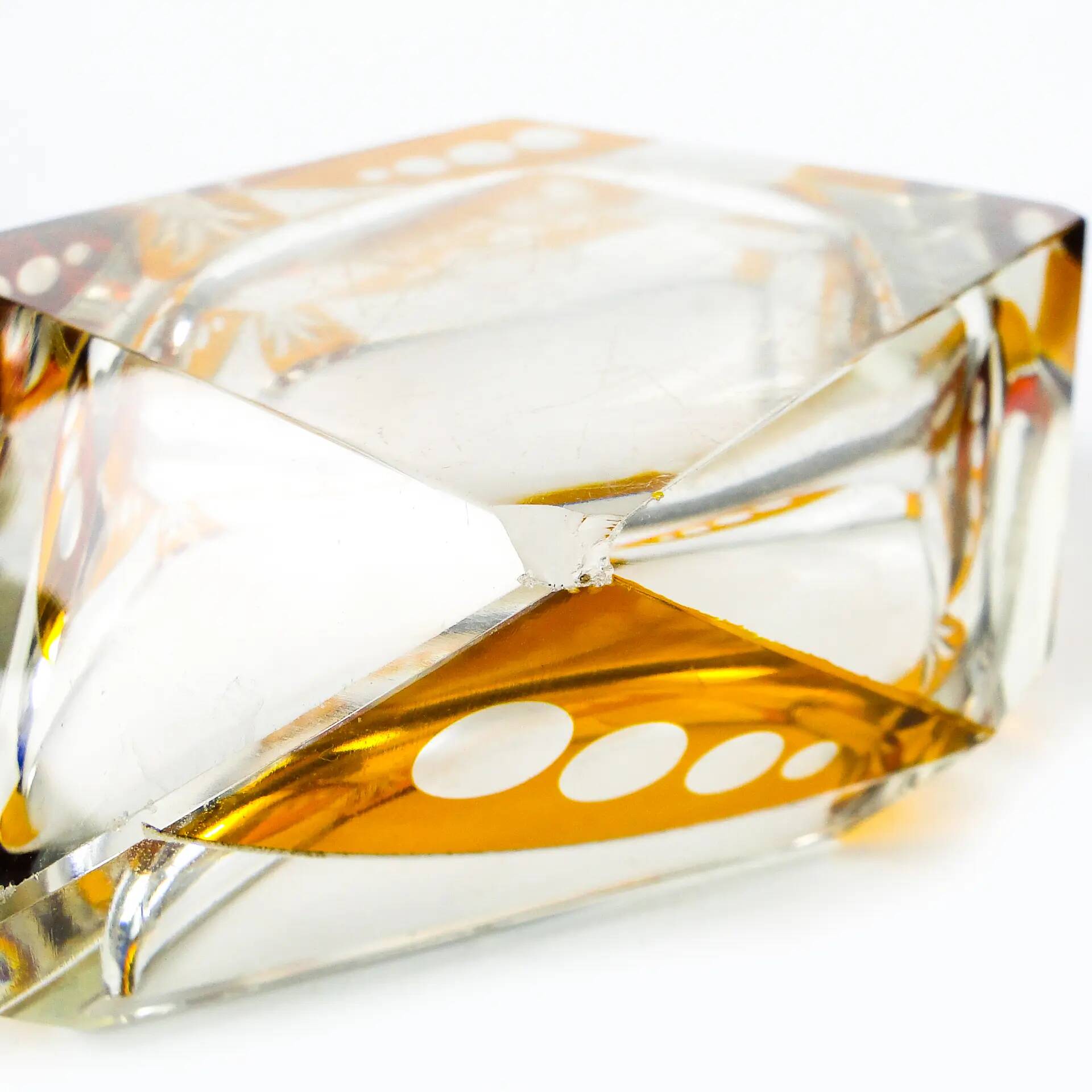 Art Deco ashtray, crystal glass, Huta Julia, Poland, 1960s