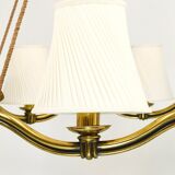 Large Viennese Modernism curved brass wave chandelier by Hugo Gorge, 1940s