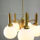Mid-century Italian Brass and Opaline Chandelier