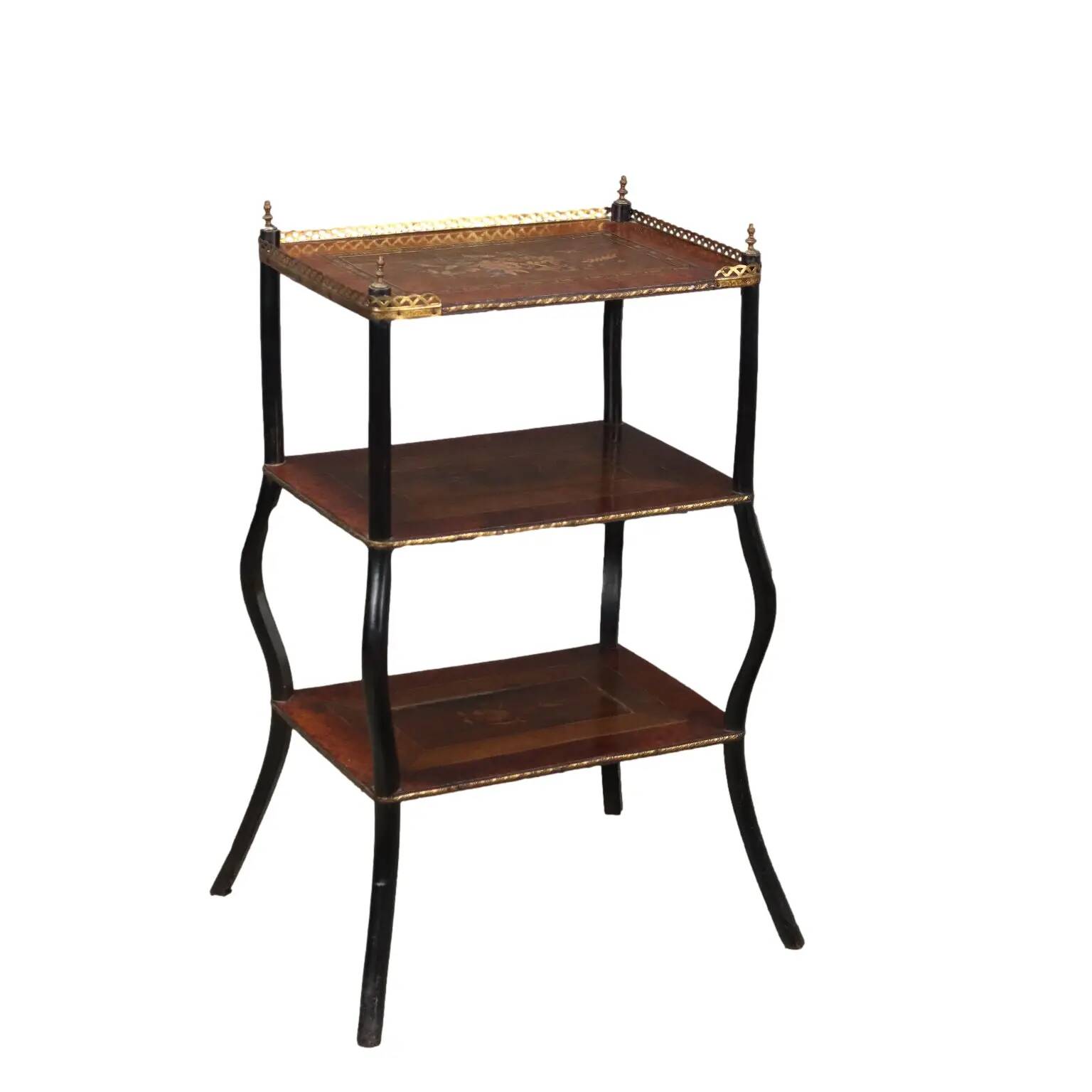 Table d’appoint ancienne en hêtre et métal, Italie, XXe siècle