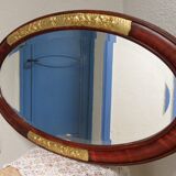 Miroir ovale bois époque moderniste art déco 1910 - 45x80cm