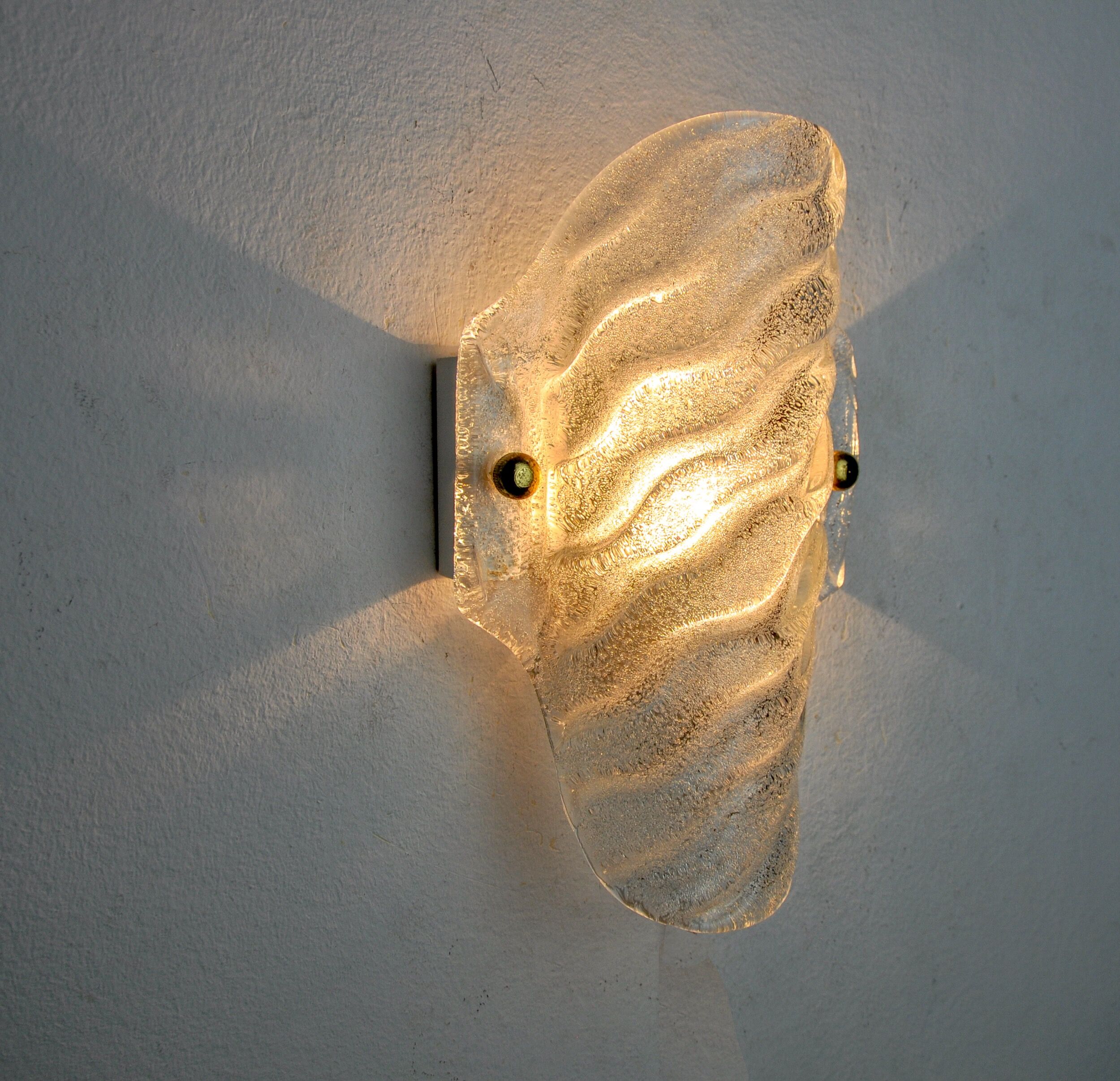 Frosted wall lamp, murano glass, italy, 1970