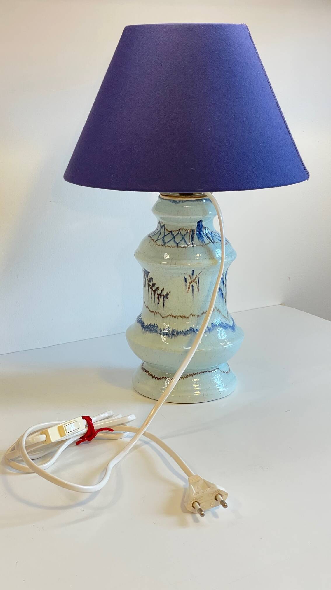 Lampe céramique bleue océan