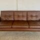 Vintage Danish retro Svend Skipper 3 person sofa in chestnut brown leather