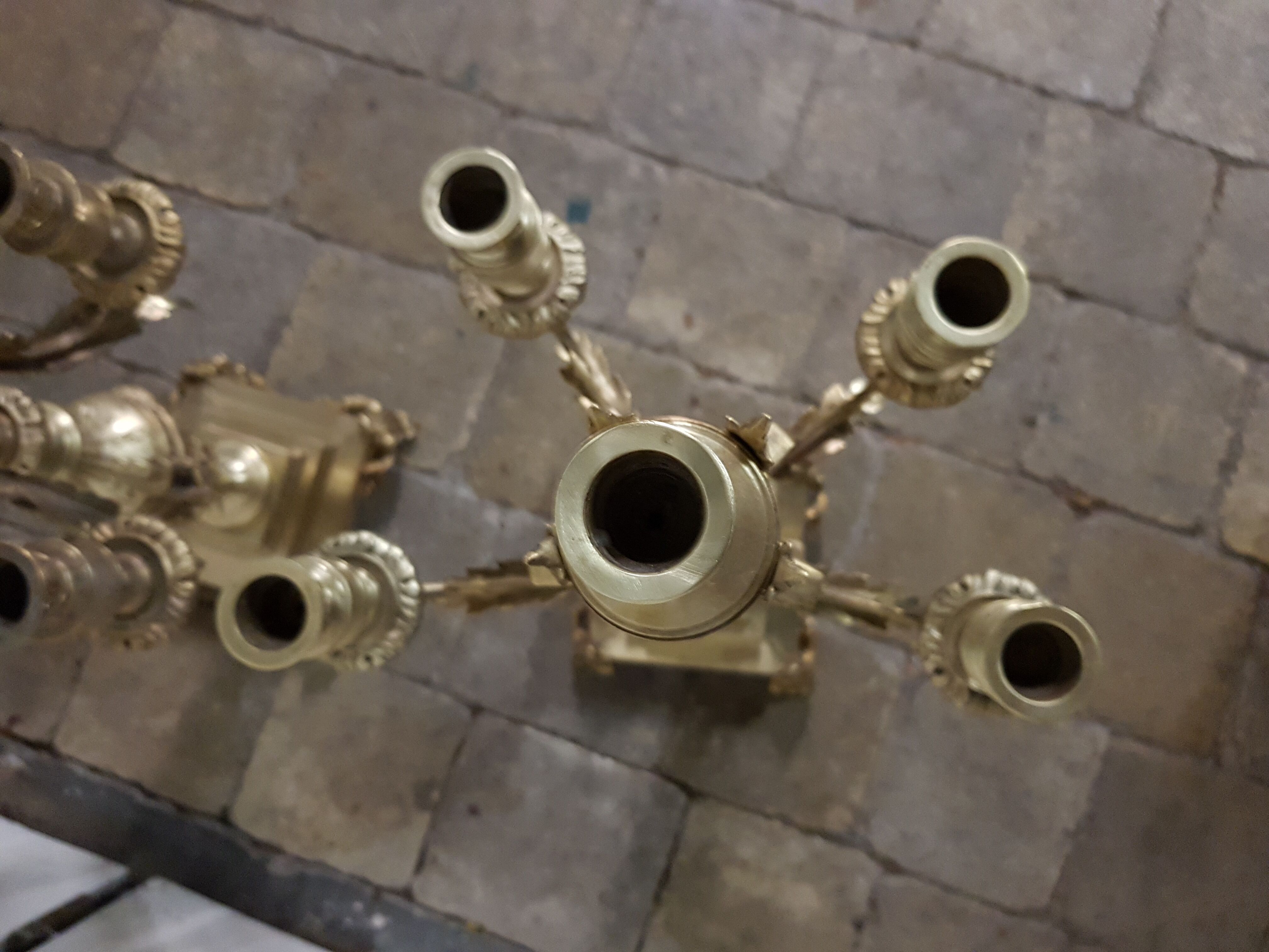 A pair of candle holders