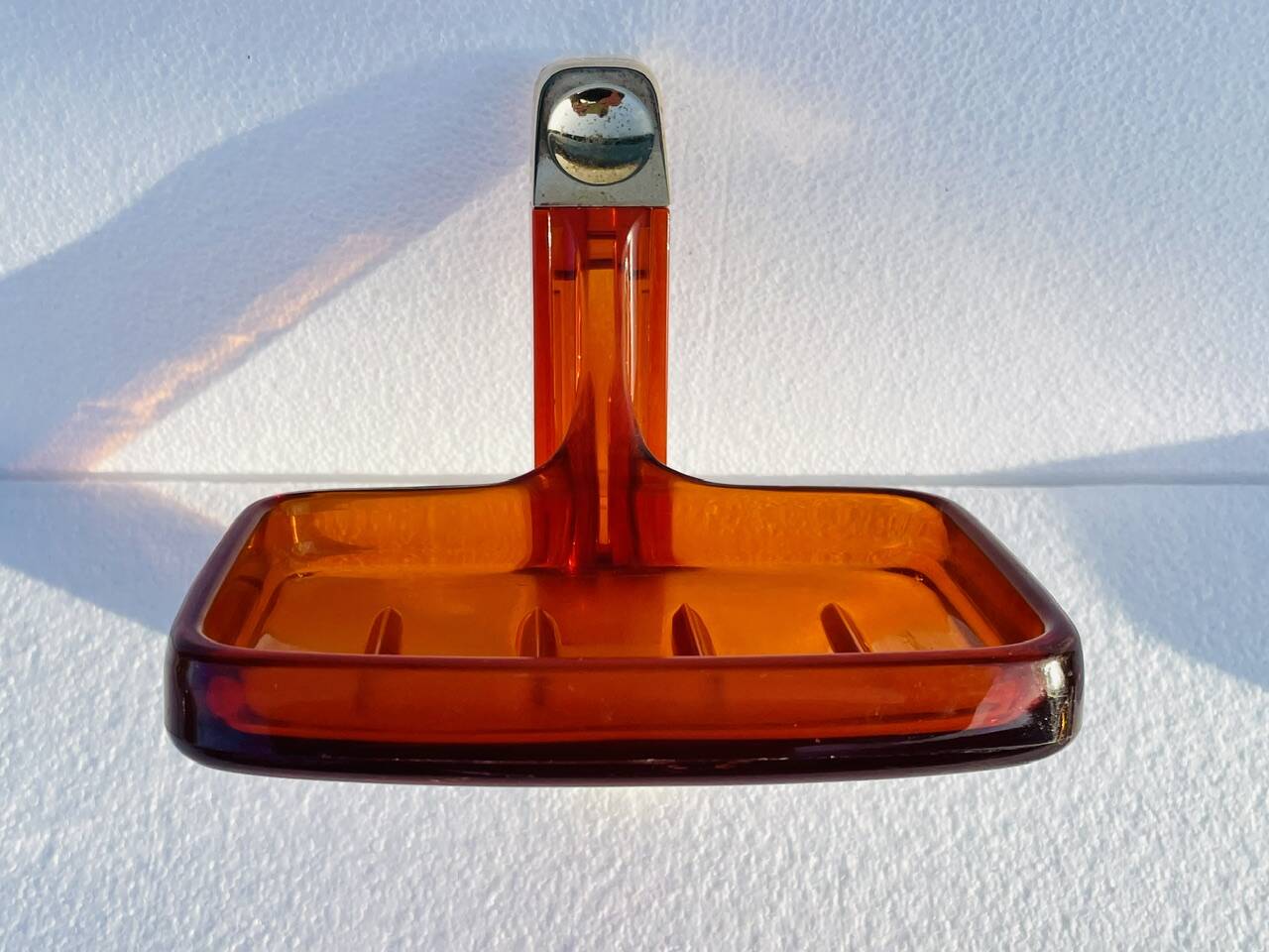Set of 4 Burnt Orange 1970s Bathroom Accessories