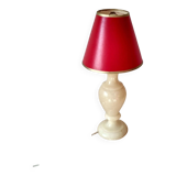 Old beige marbled stone lamp base - alabaster lamp