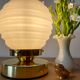 Vintage globe table lamp in pink opaline