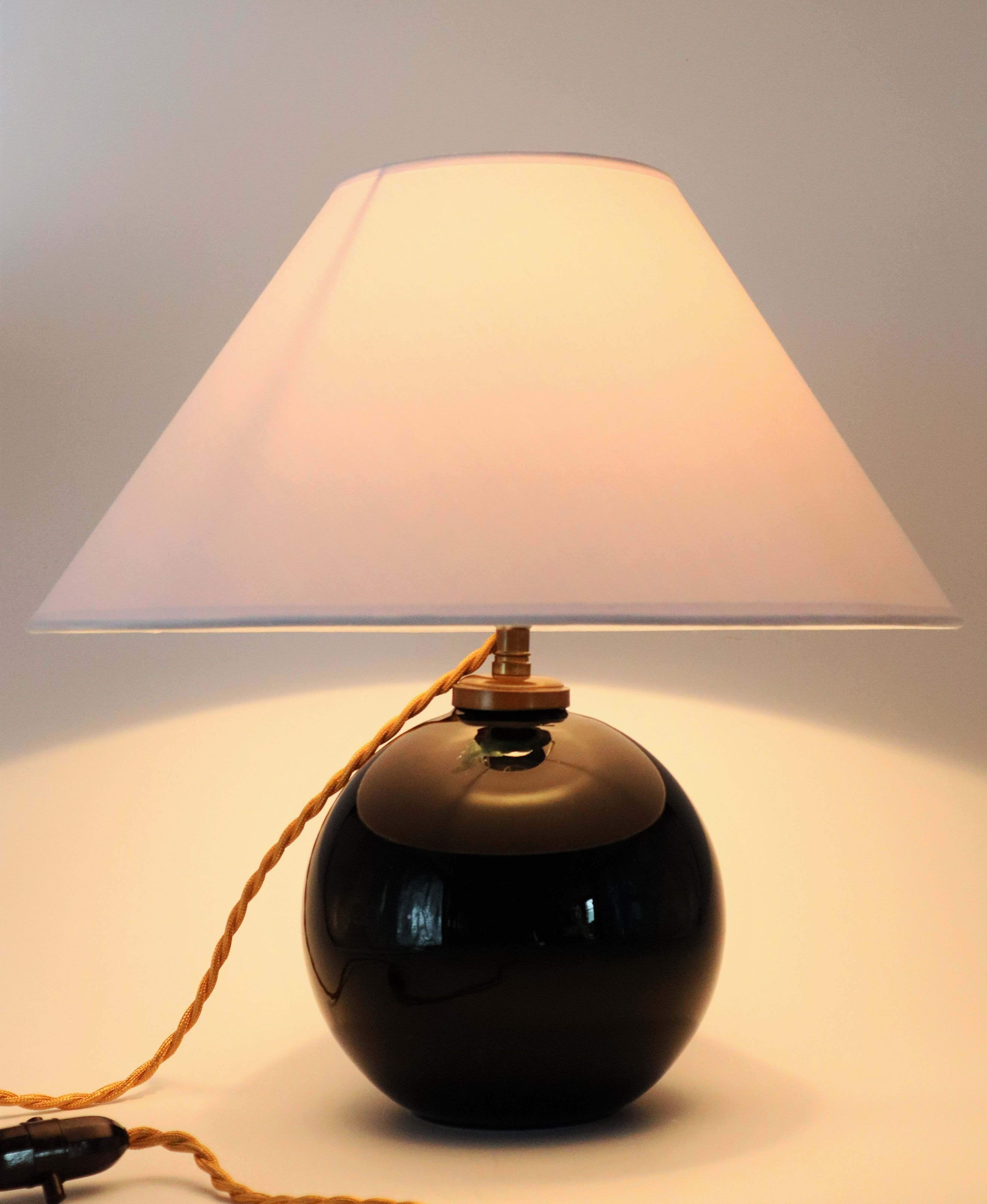 Art Deco black glass ball lamp 1930