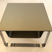 End of sofa, stainless steel magazine rack and mirror glass, France 70s