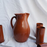 Orangeade service with a jug and 6 glasses - vintage terracotta