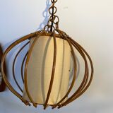 Vintage chandelier, rattan pendant lamp design 1960