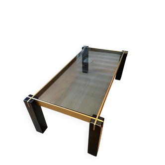 Table basse en bois et verre années 50