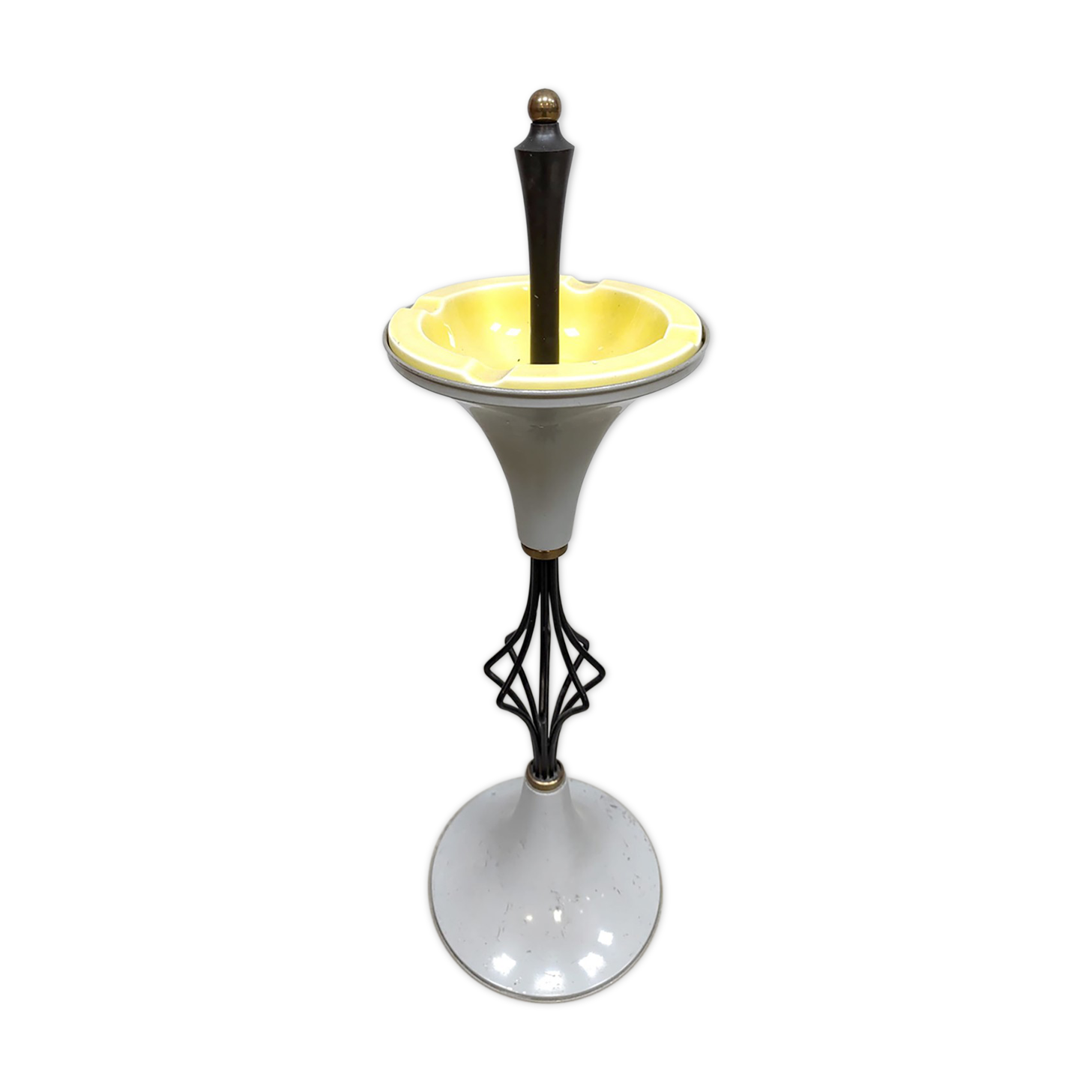 Vintage ceramic standing ashtray sixties ‘mellow yellow’