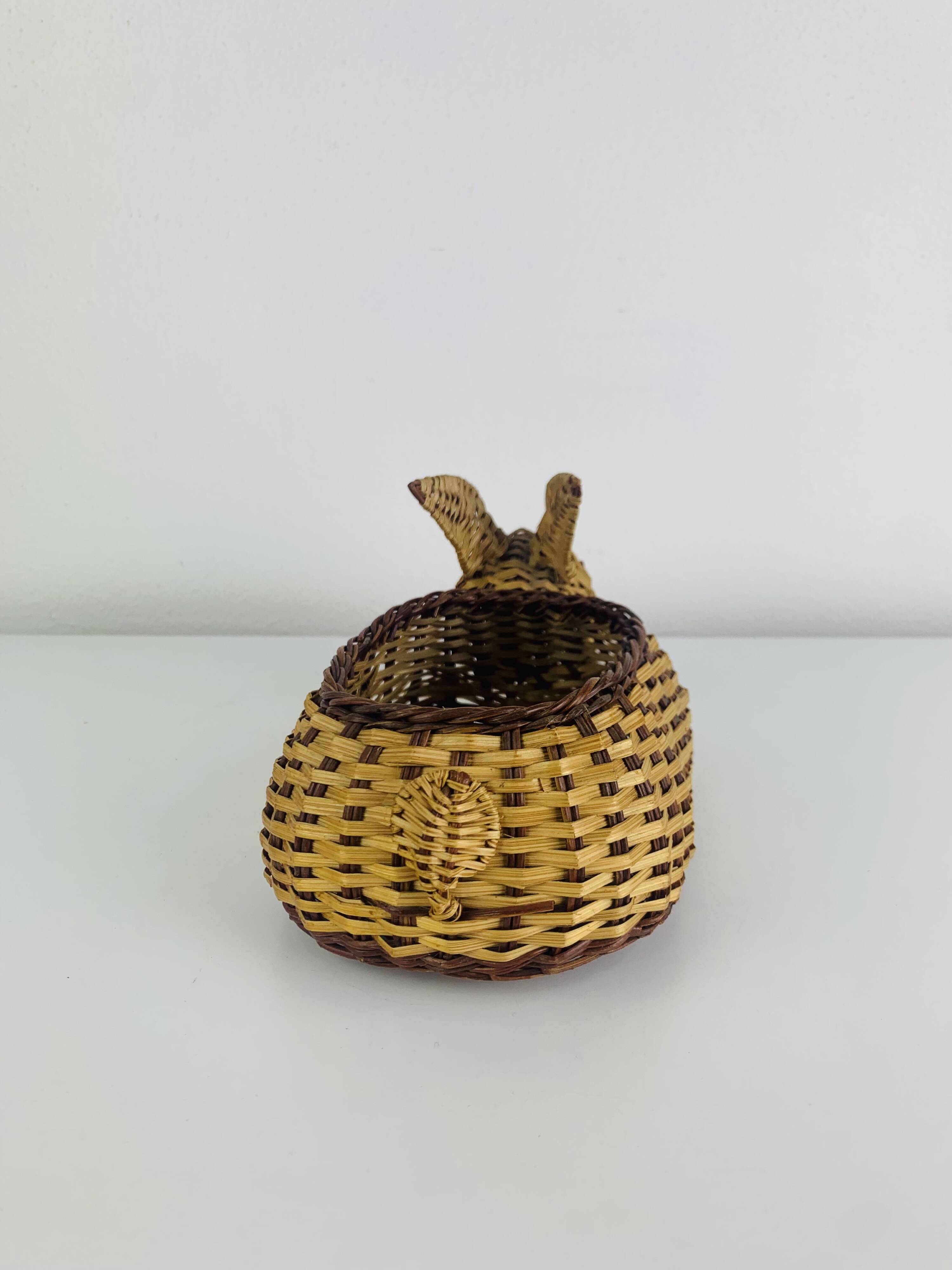 Vintage wicker rabbit basket