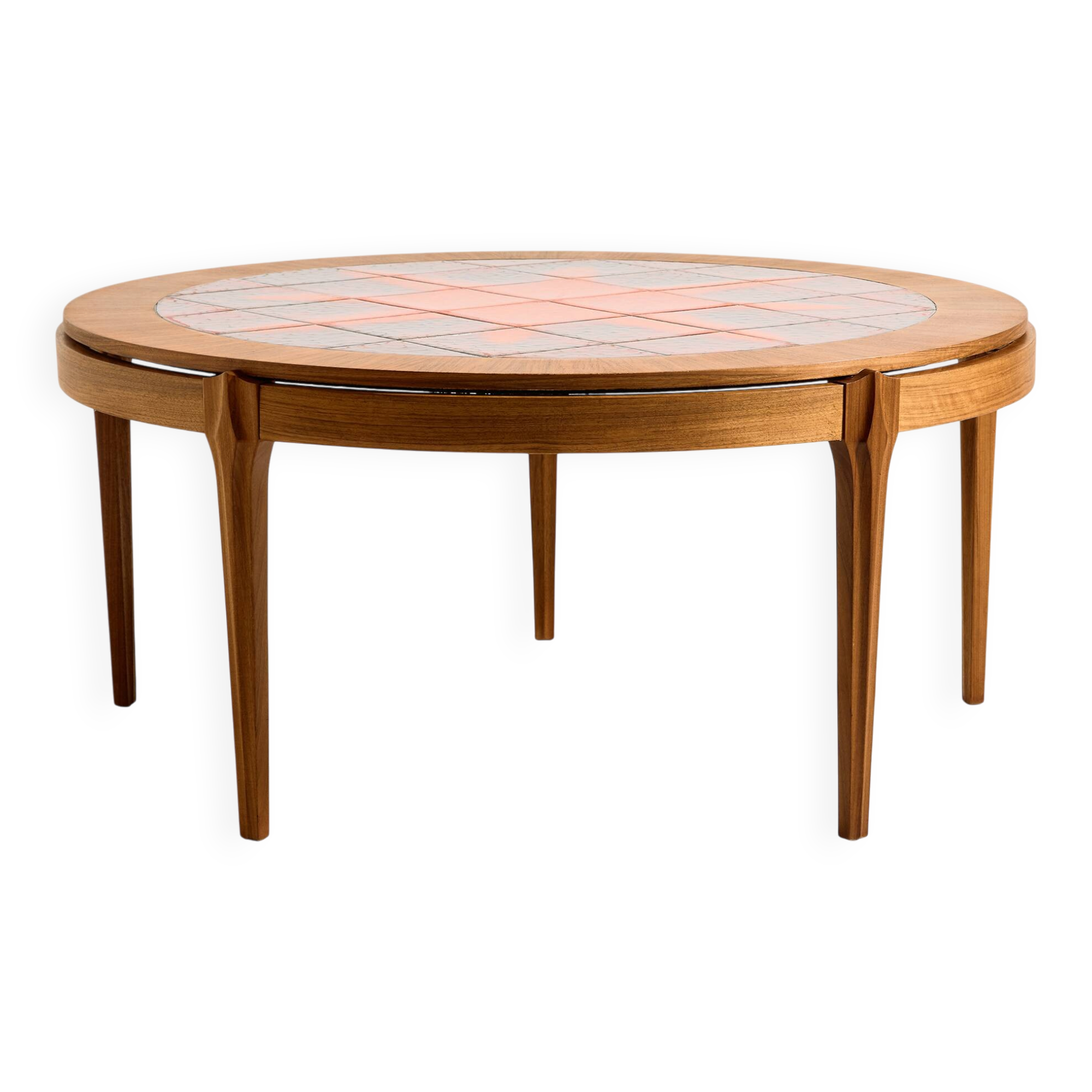 Coffee table in walnut with a ceramic top.