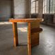 Art Deco round side table with shelf – vintage wood occasional table / bedside table