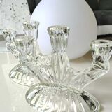 Pair of 3-spoke candlesticks, in art glass. Oberglas Austria. 50s