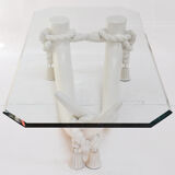 Hollywood regency style faux tusk coffee table, 1980s