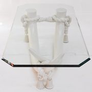 Hollywood regency style faux tusk coffee table, 1980s