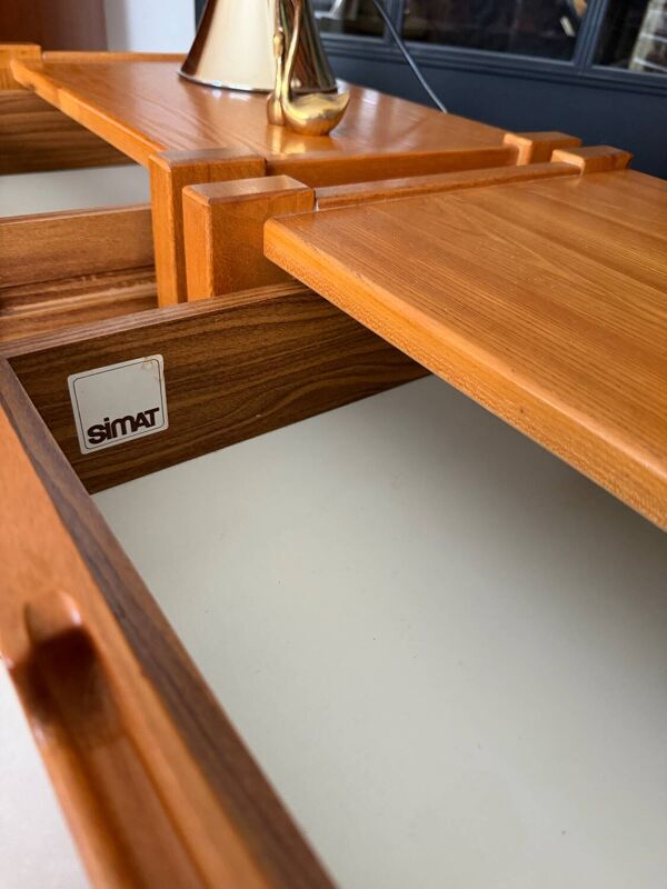 Paire de tables de chevet vintage Simat en orme – 1970