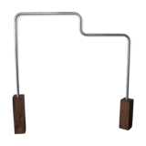 Unique coat rack in raw aluminum with oak wood base / 180x163x15cm