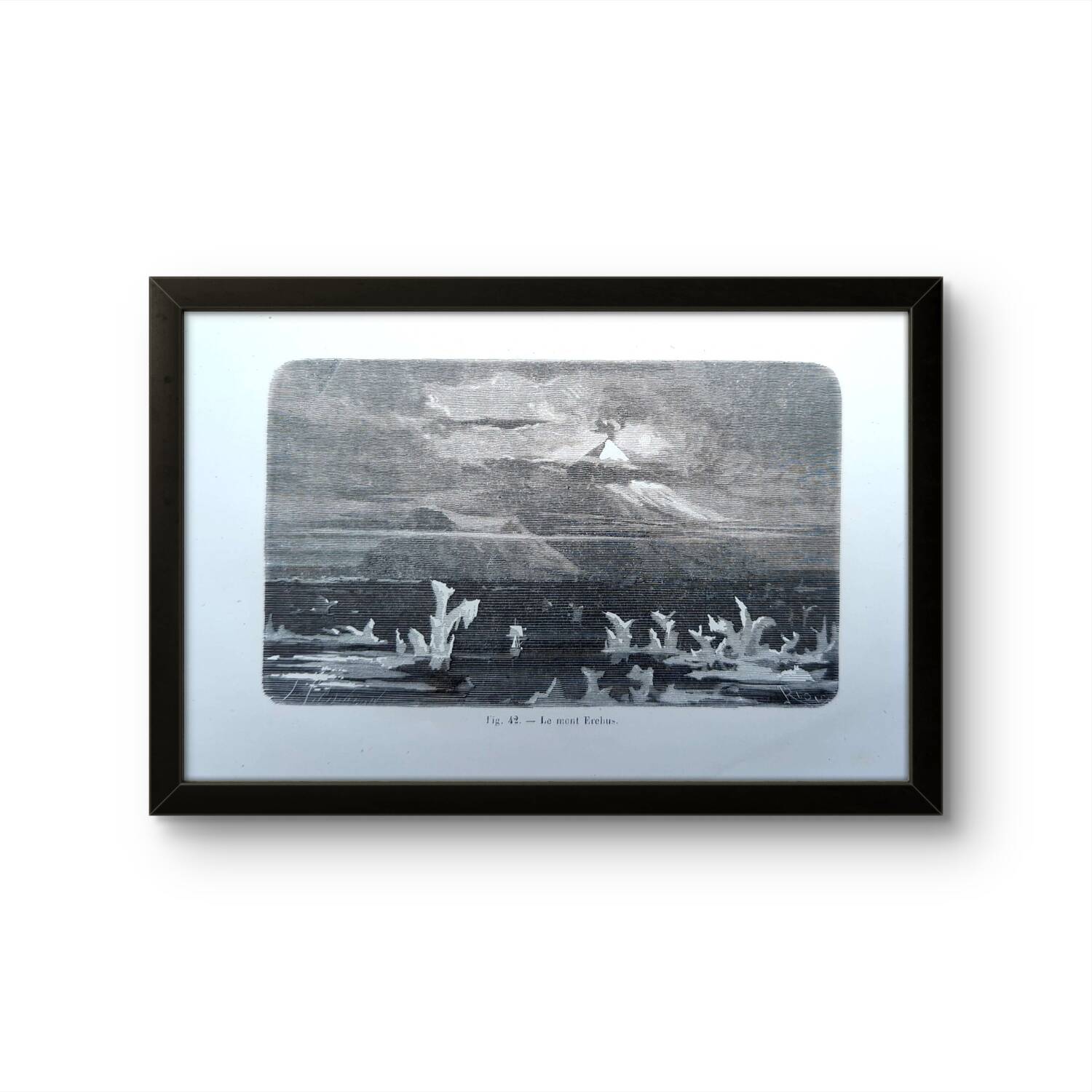 Printed in 1868, Mount Erebus, Ross Island, Antarctica.