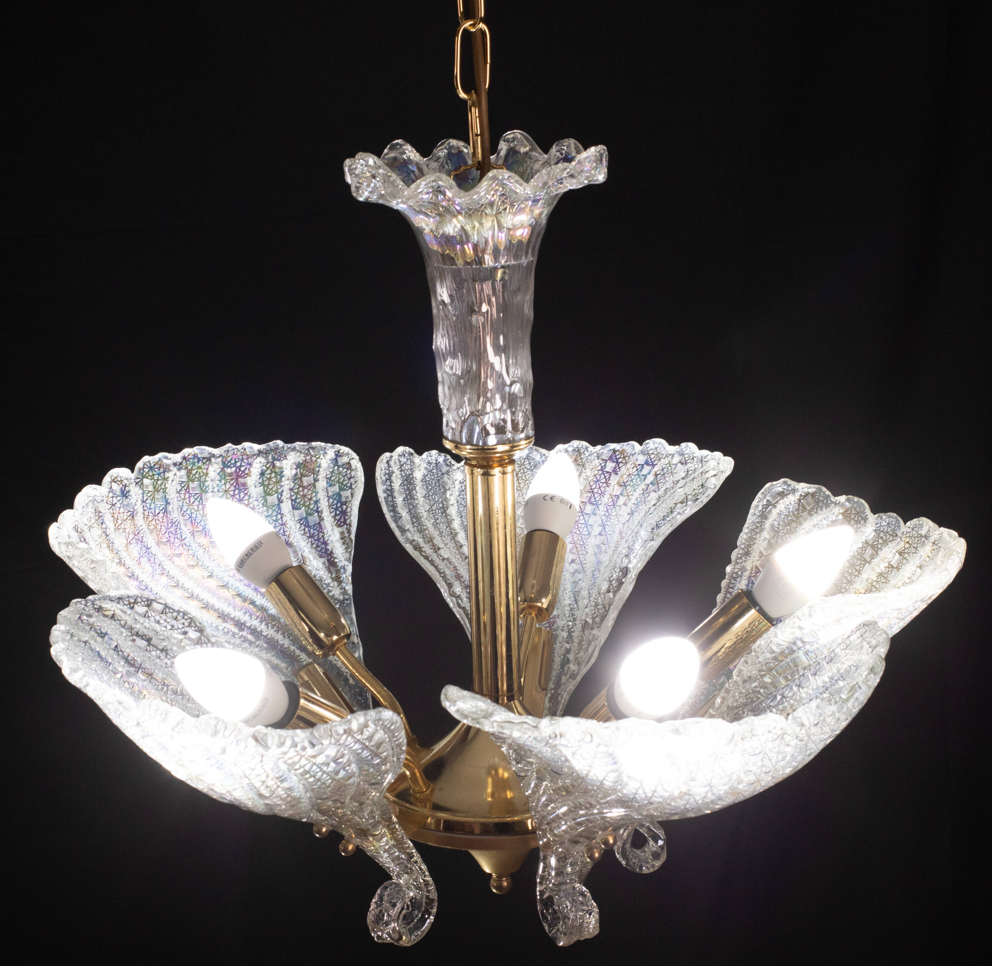 Elegant Murano Candlestick Iridescent Leaves