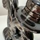 Pair of vintage iridescent black candlesticks, Vallauris style