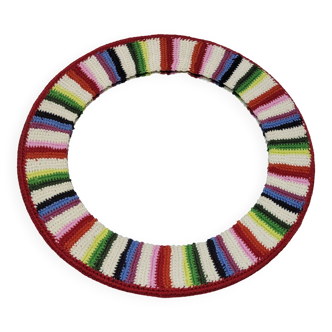 Miroir Rond Mural Cadre Crochet Tricot Bohême