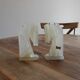 Vintage white onyx bookends – Horse heads