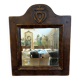Antique carved wooden mirror – Sacred Heart decoration – 19th century