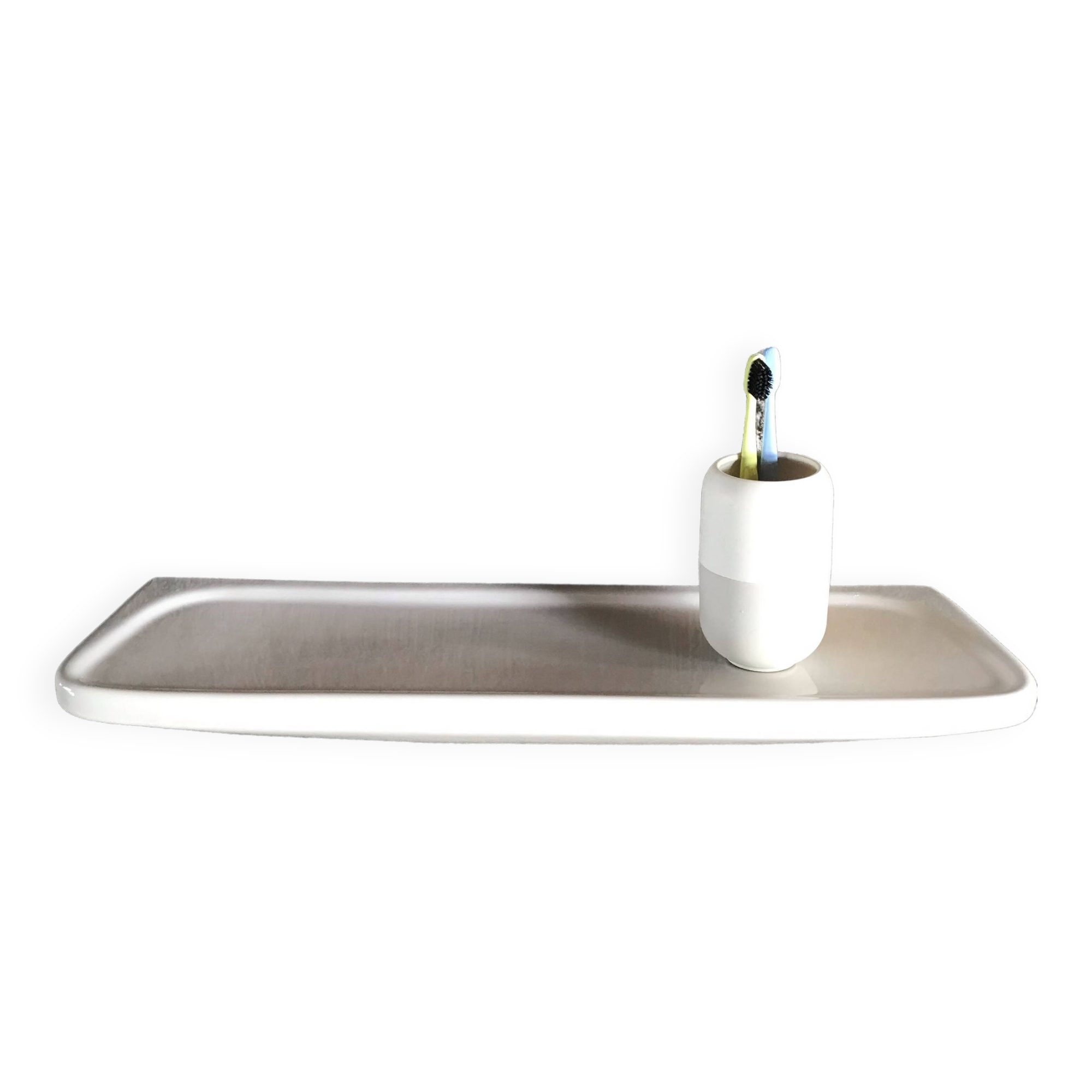Vintage white porcelain ceramic bathroom wall shelf from the 1950s