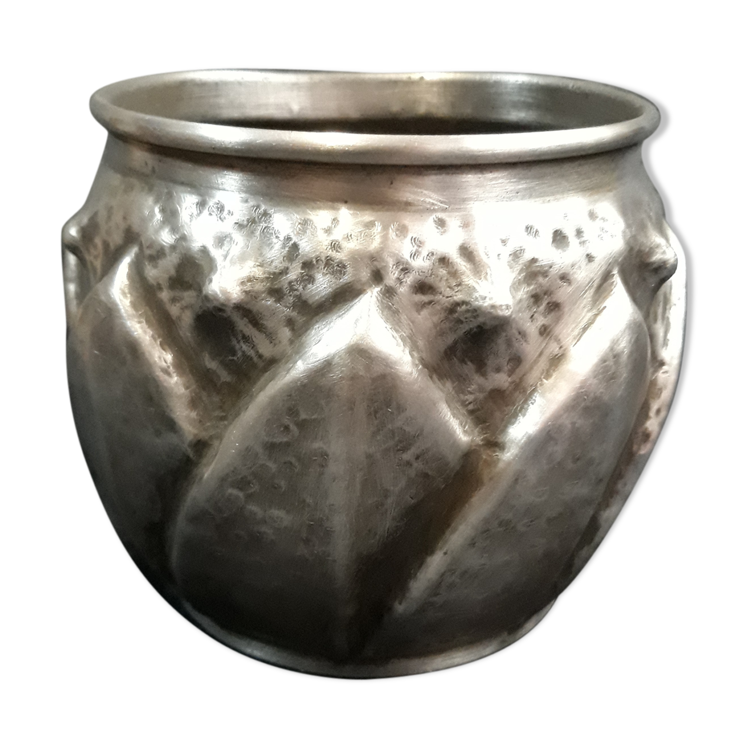 Vase ball Art Deco pewter signed Eugene Alice Chanal