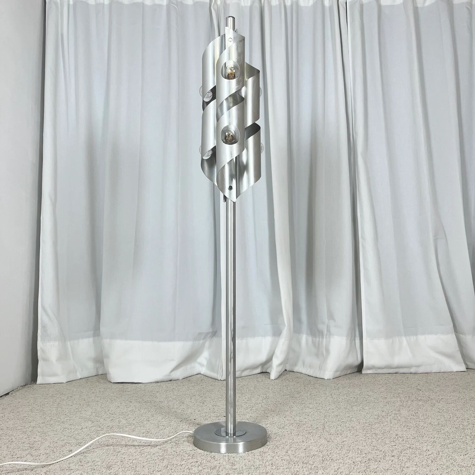 Brushed aluminium floor lamp, Space Age style, 1970s