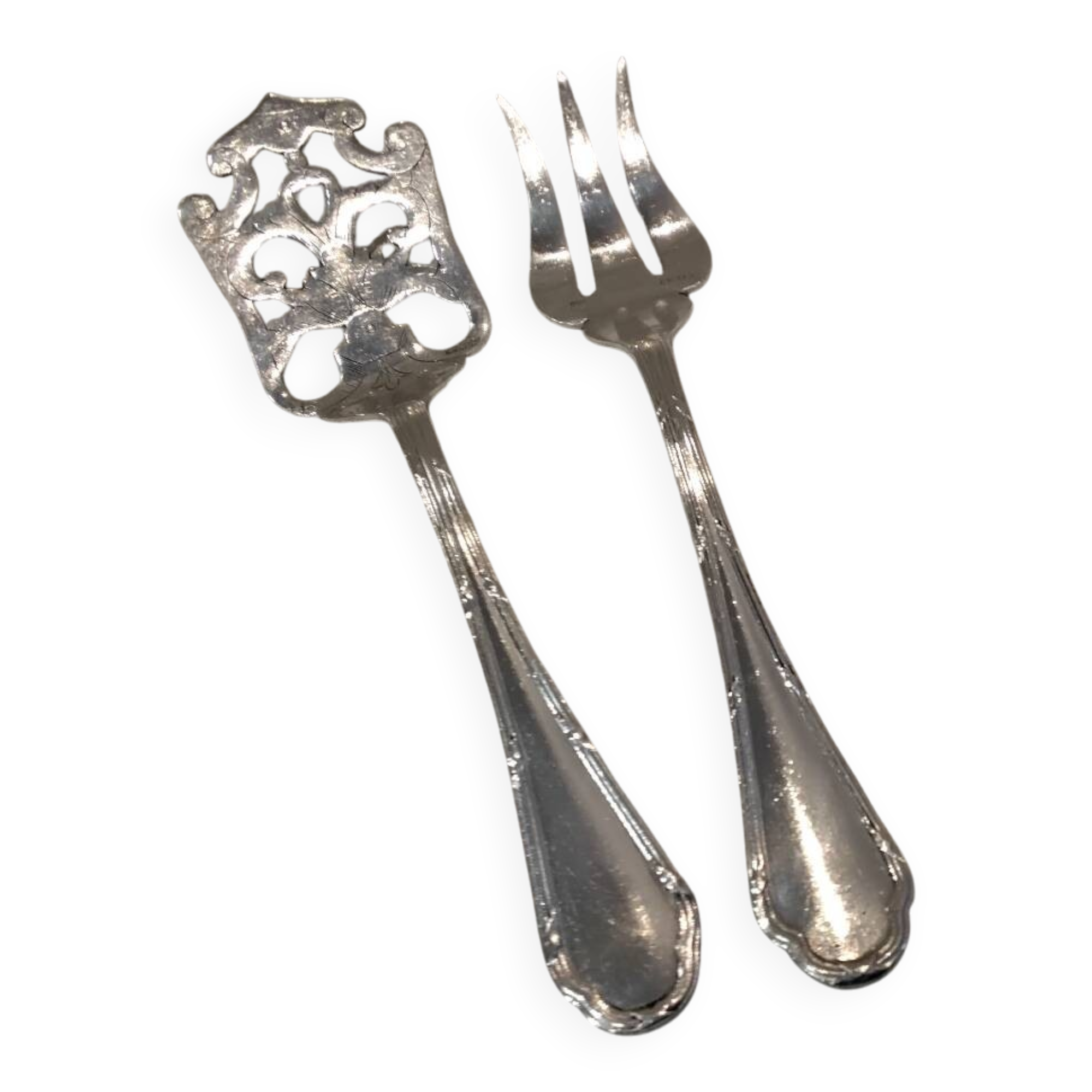 2-piece hors d'oeuvre service, silver-plated metal, Ercuis Trianon goldsmith