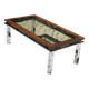 Vintage rectangular coffee table 1970 chrome, wood & smoked glass