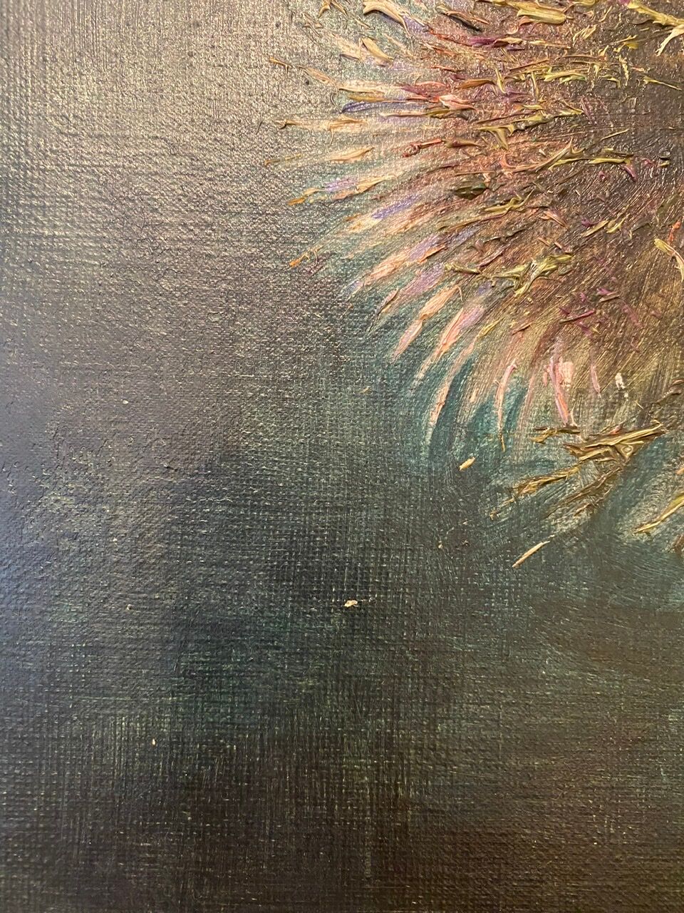 Old painting, still life with thistles signed C.Jung, 1928