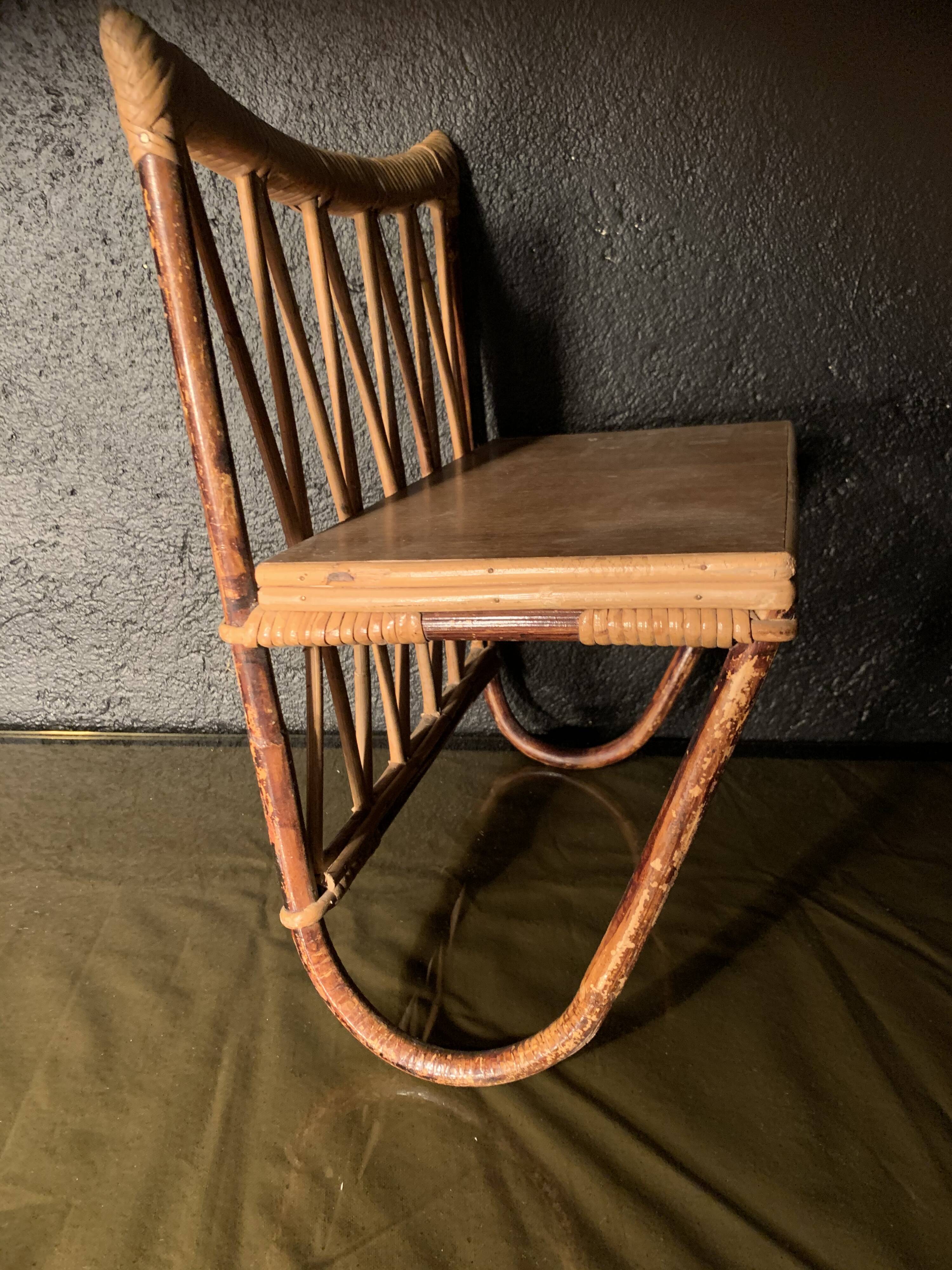 Rattan wall shelf 1960