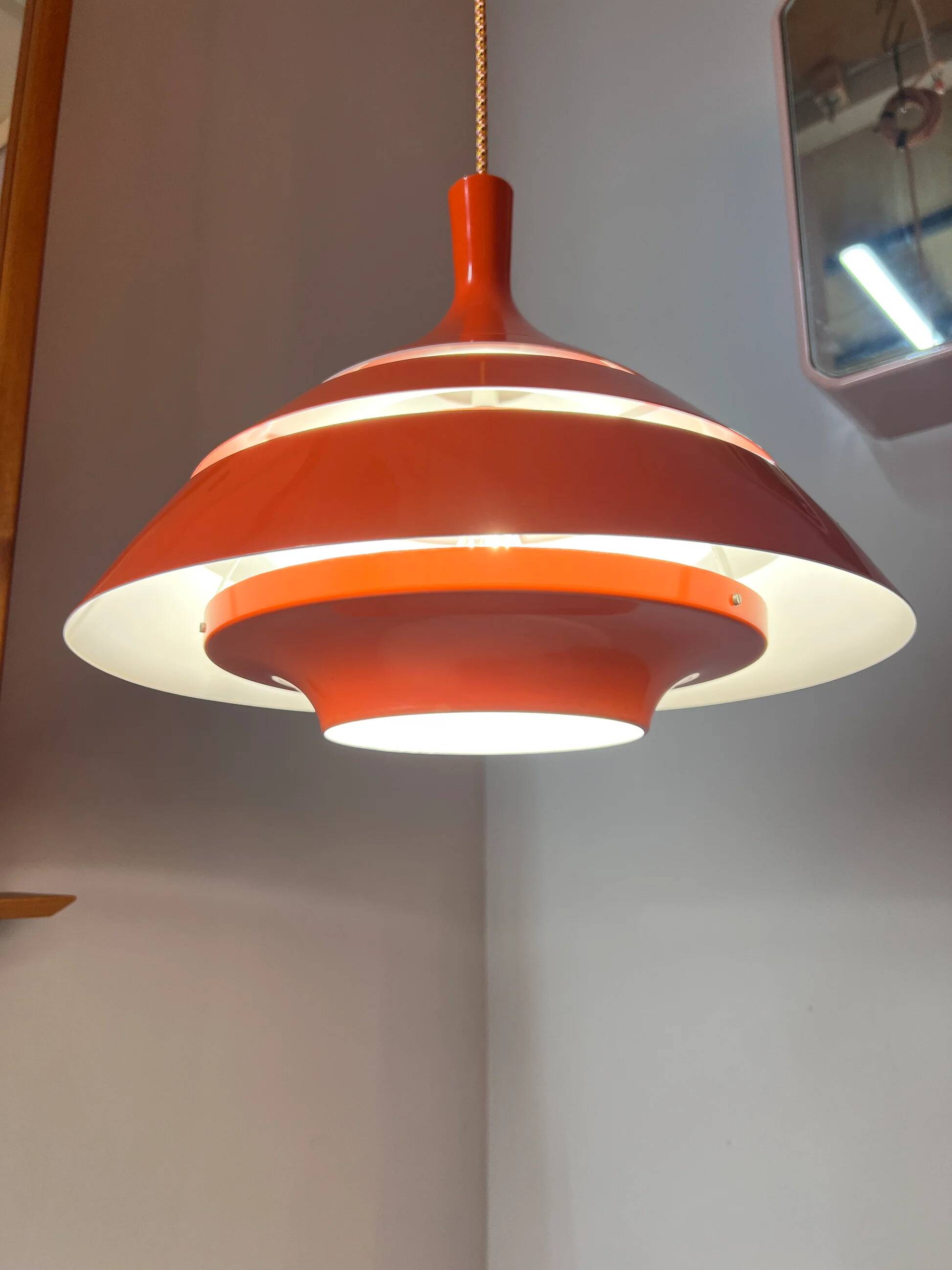 Orange pendant lamp by Hans-Agne Jakobsson for Lyfa