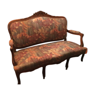 Banquette en tissu 3 places style Louis XV