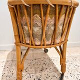 Vintage rattan doll basket