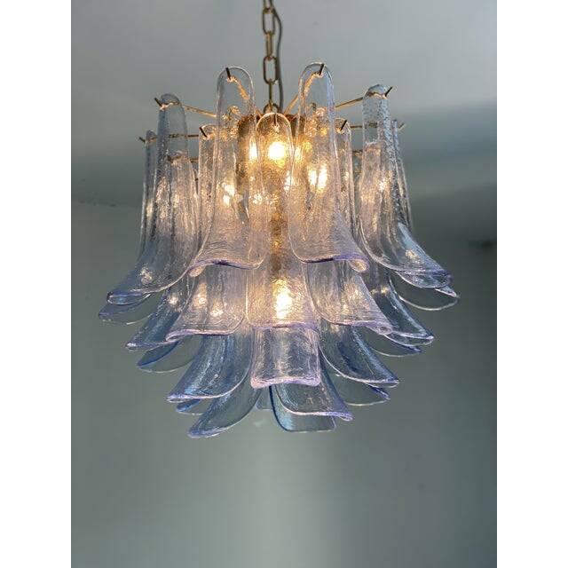 Contemporary blue “selle” murano glass chandelier