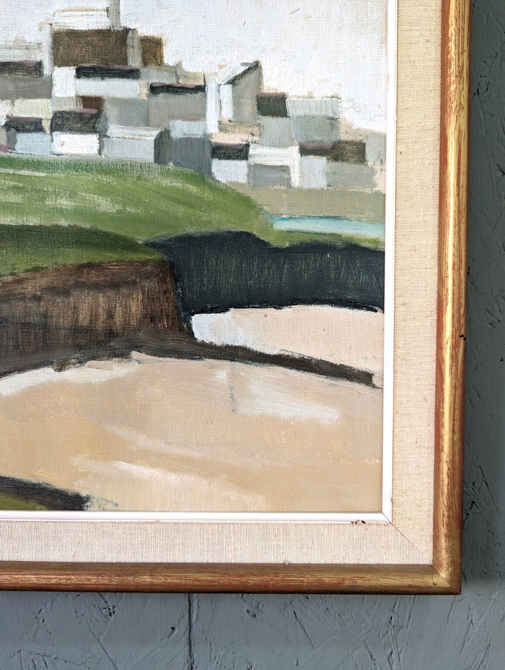 1961 Mid-Century Modern "Brittany" Vintage Expressionist Landscape Oil Painting, Framed