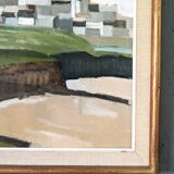 1961 Mid-Century Modern "Brittany" Vintage Expressionist Landscape Oil Painting, Framed