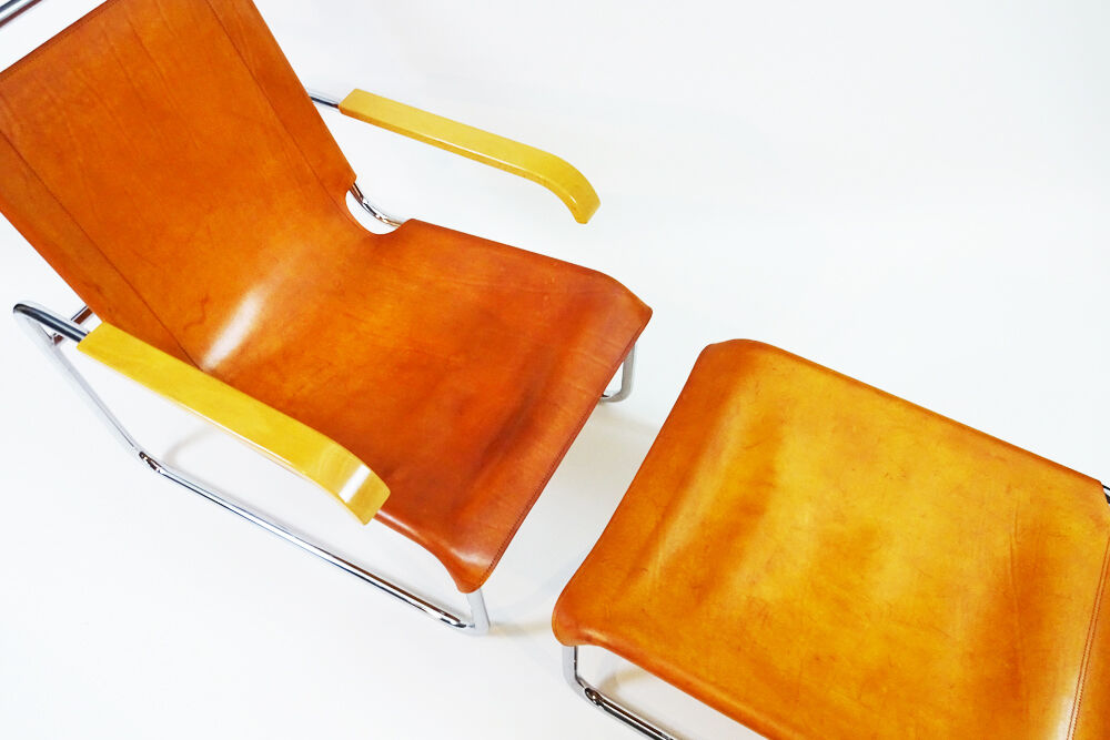 Marcel Breuer B35 armchair and footstool
